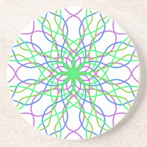 Kaleidoscope Star White Green Blue Purple Art Coaster