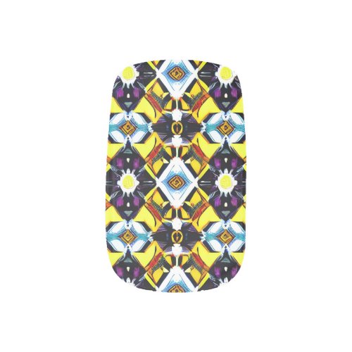 kaleidoscope style bright colorful design minx nail art