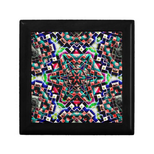 Kaleidoscope style canvas plastic or leather tiled gift box