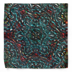 Kaleidoscope style old metal chrome blue green to bandana