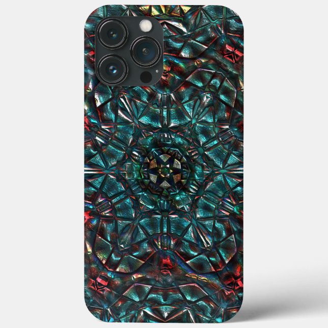 Kaleidoscope style old metal chrome blue green to  Case-Mate iPhone case (Back)