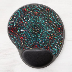 Kaleidoscope style old metal chrome blue green to gel mouse pad