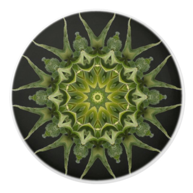 Kaleidoscope Sunflower Bud Ceramic Knob (Front)