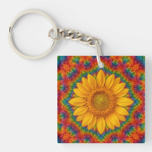 Kaleidoscope Sunflower  Keychain (Front)