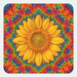 Kaleidoscope Sunflower Square Sticker