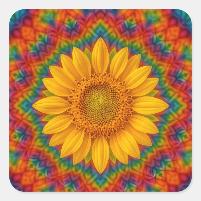 Kaleidoscope Sunflower  Square Sticker (Front)