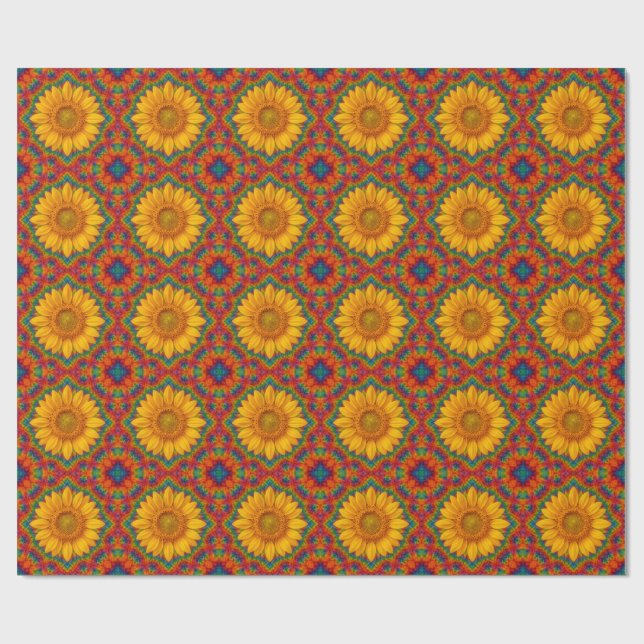 Kaleidoscope Sunflower  Wrapping Paper (Flat)