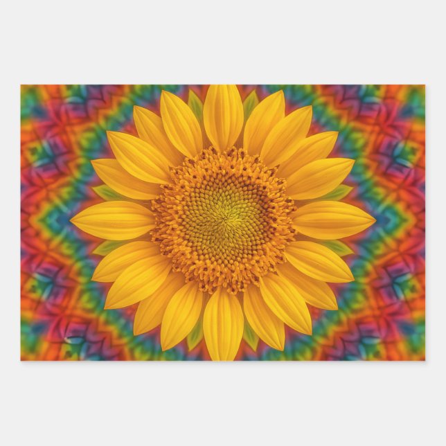 Kaleidoscope Sunflower  Wrapping Paper Sheets (Front)