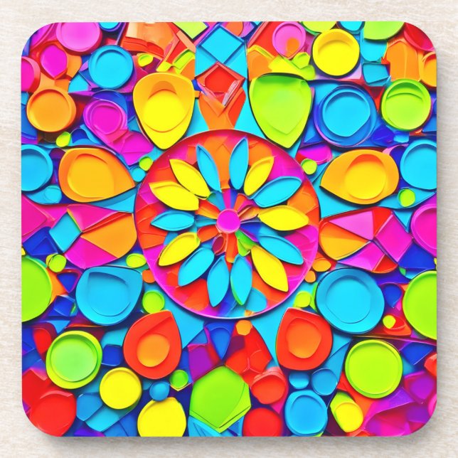 Kaleidoscope Symphony Artwork Beverage Coaster (Front)