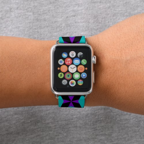 Kaleidoscope Teal Black  Purple Geometric Pattern Apple Watch Band