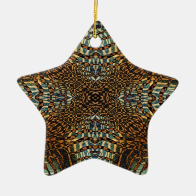 Kaleidoscope tiger fur pattern ceramic ornament (Front)