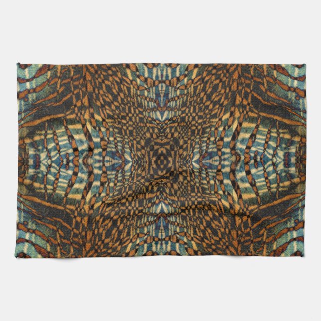 Kaleidoscope tiger fur pattern kitchen towel (Horizontal)