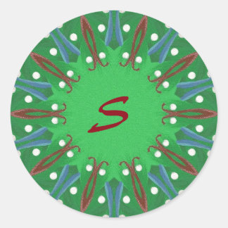 Kaleidoscope Tree Monogram Christmas Stickers