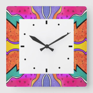 KALEIDOSCOPE WATERCOLOR SQUARE WALL CLOCK