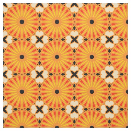 Kaleidoscope Wheel Pattern P Black Red Yellow 1 Fabric