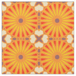 Kaleidoscope Wheel Pattern P Brick Red Yellow Fabric