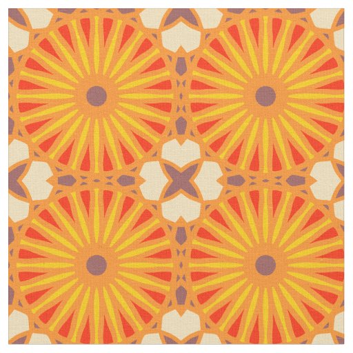 Kaleidoscope Wheel Pattern P Brick Red Yellow Fabric