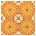 Kaleidoscope Wheel Pattern P Green Red Yellow Fabric