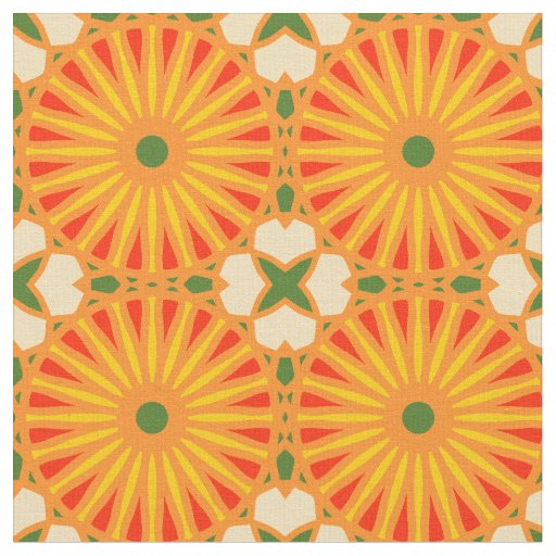 Kaleidoscope Wheel Pattern P Green Red Yellow Fabric