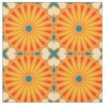 Kaleidoscope Wheel Pattern P Teal Red Yellow Fabric