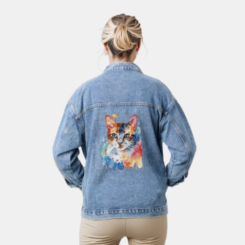 Kaleidoscope Whiskers  Cat lover Denim Jacket