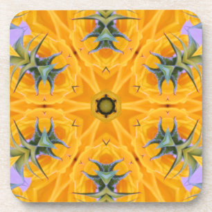 Kaleidoscope Yellow Sunflower Petals Beverage Coaster