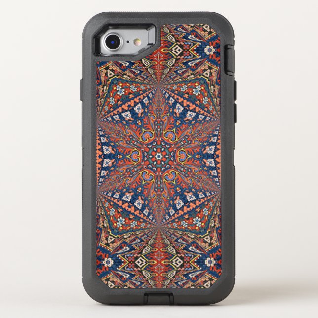 Kaleidoscopic Armenian Carpet In Red and Blue Otterbox iPhone Case (Back)
