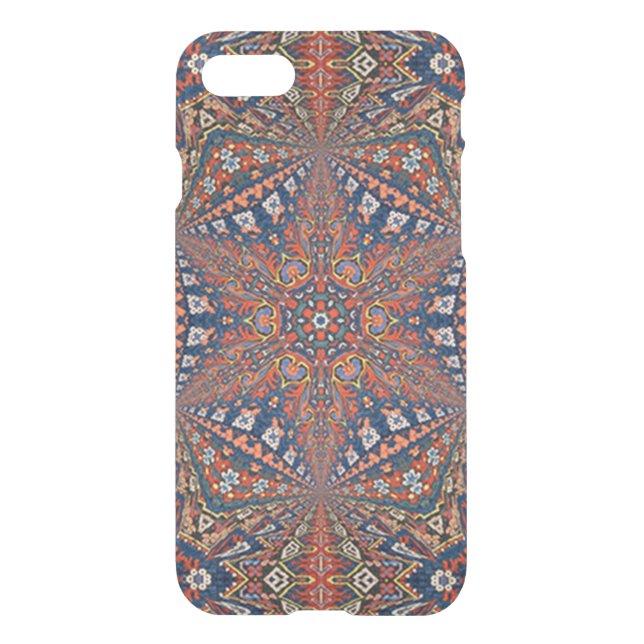 Kaleidoscopic Armenian Carpet In Red and Blue Uncommon iPhone Case (Back)