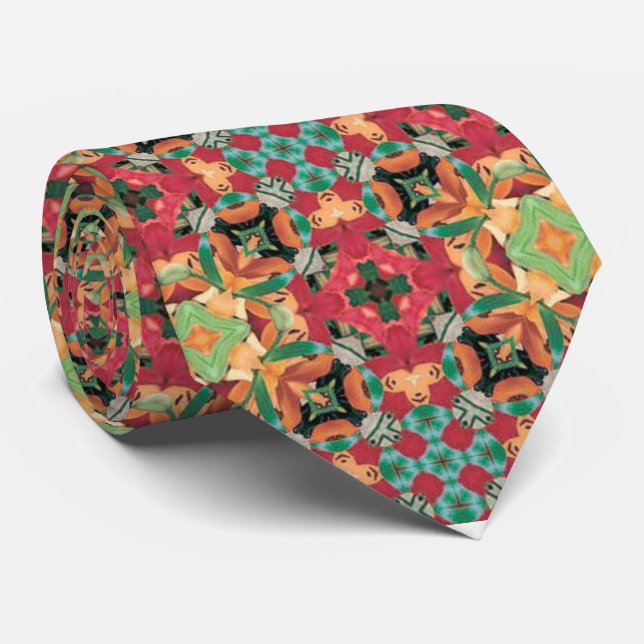 Kaleidoscopic Asiatic Lilies Neck Tie (Rolled)