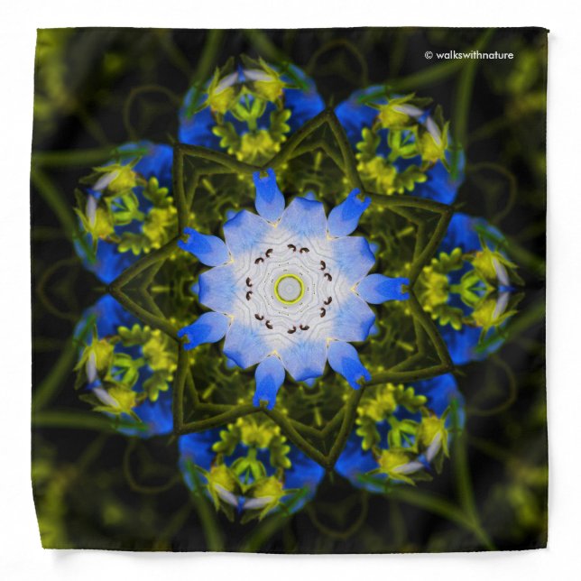 Kaleidoscopic Baby Blue Eyes Spring Flowers Bandana (Front)