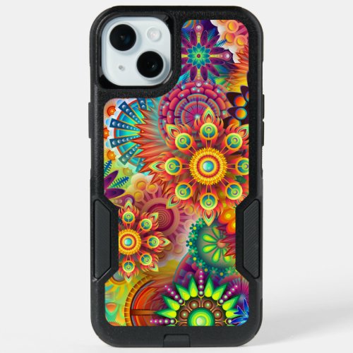 Kaleidoscopic Blooms Multicolor Psychedelic Bliss iPhone 15 Plus Case