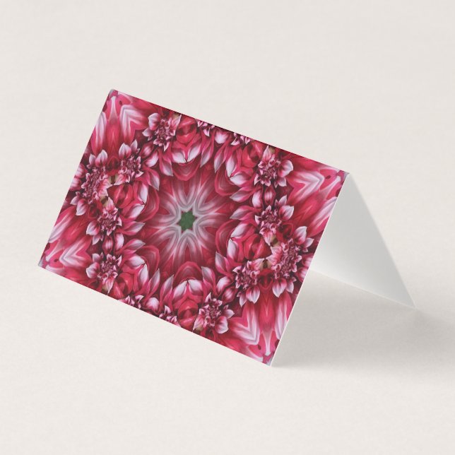 Kaleidoscopic Crimson Dahlia Blank Greeting Card (Front)