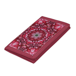 Kaleidoscopic Crimson Dahlia  Tri-fold Wallet