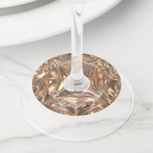 Kaleidoscopic Design Gold Chic Add Name and Text Wine Glass Tag