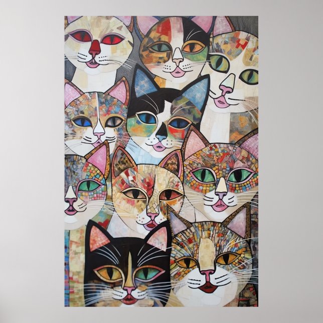 Kaleidoscopic Feline Ensemble Poster (Front)