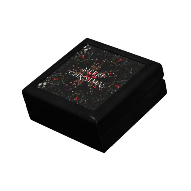 Kaleidoscopic Flower Design Red Black and White Gift Box (Side)