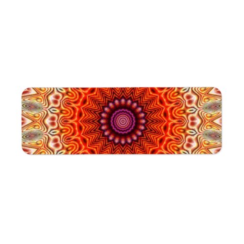 Kaleidoscopic Flower Orange And White Design Label