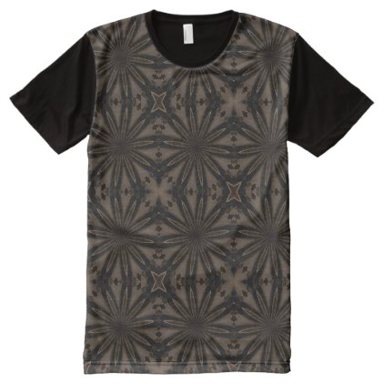 Kaleidoscopic Flower Pattern Elegant Brown All-Over-Print Shirt