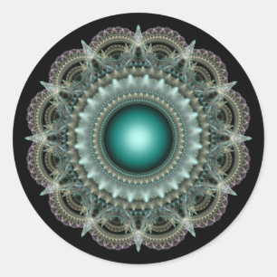 Kaleidoscopic fractal ornament classic round sticker