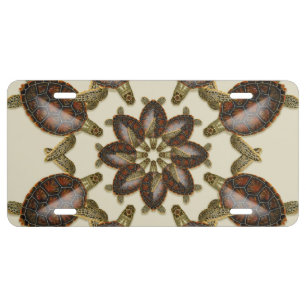 Kaleidoscopic Green Turtles License Tag Plate
