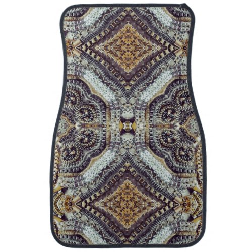 Kaleidoscopic grey Gold Medallion steampunk gears Car Floor Mat