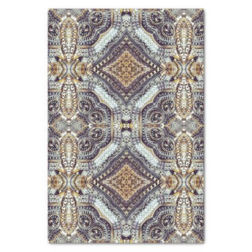 Kaleidoscopic grey Gold Medallion steampunk gears Tissue Paper