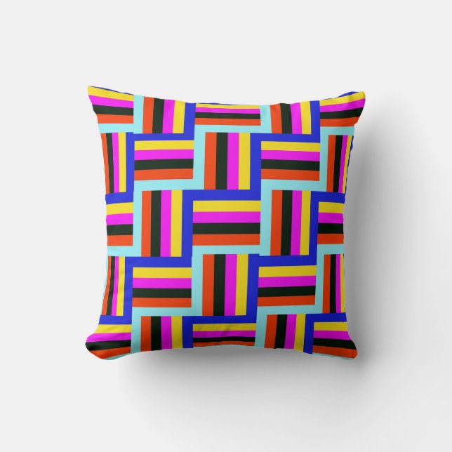 Kaleidoscopic Grid Plaid Throw Pillow (Front)