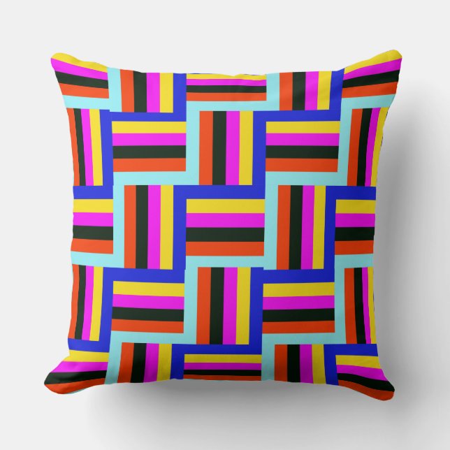 Kaleidoscopic Grid Throw Pillow (Front)