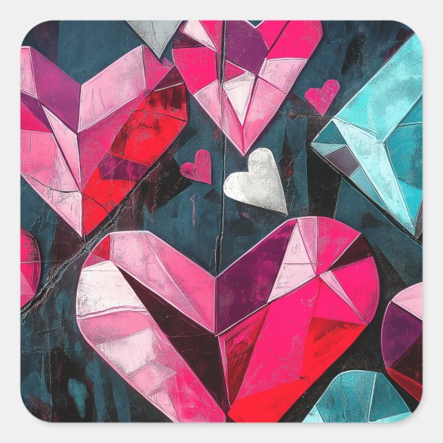 Kaleidoscopic Heart Collage Square Sticker (Front)