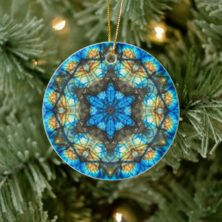 Kaleidoscopic Labradorite "Stained Glass" Ceramic Ornament