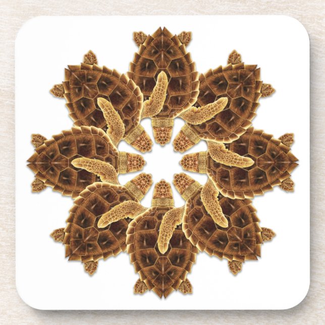 Kaleidoscopic Loggerhead Sea Turtle Coasters (Front)