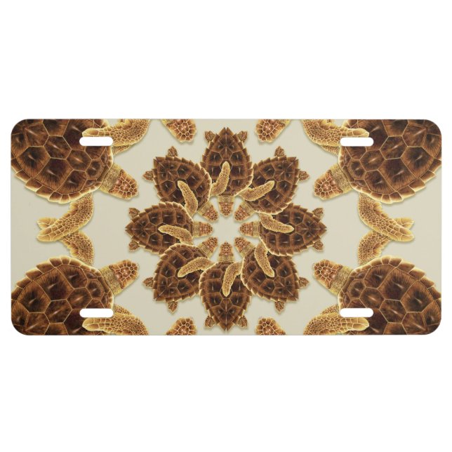 Kaleidoscopic Loggerhead Sea Turtle License Tag Plate (Front)
