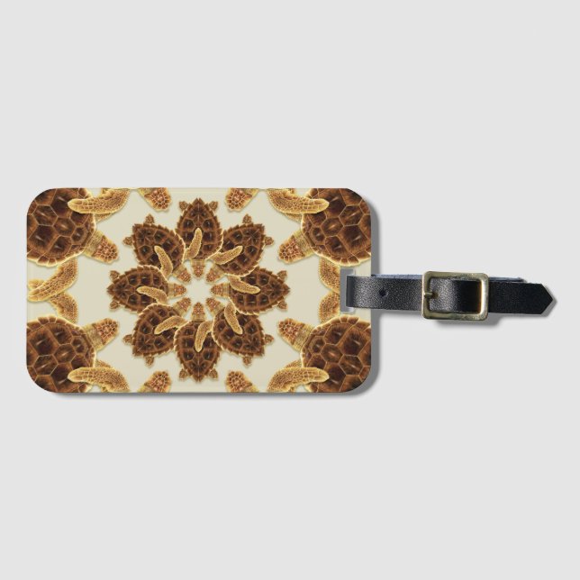 Kaleidoscopic Loggerhead Sea Turtles Luggage Tag (Front Horizontal)