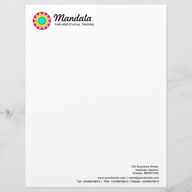 Kaleidoscopic Mandala 016 Letterhead (Front)